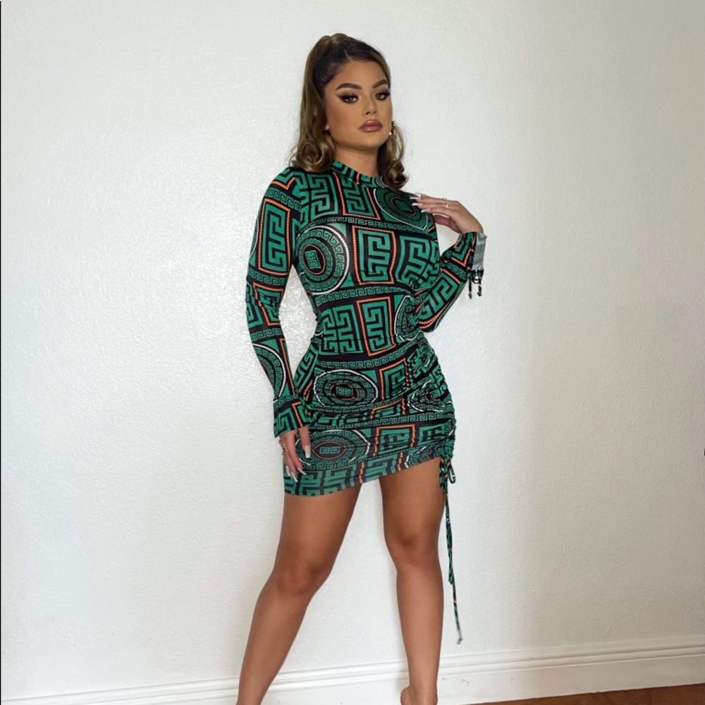 Green Medallion Mini Dress